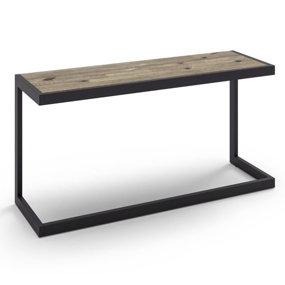 Erina SOLID ACACIA WOOD and Metal 52 inch Wide Industrial Console Sofa Table in Distressed Grey