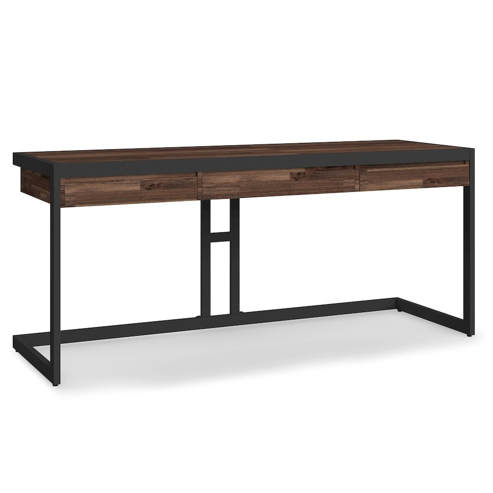 Erina Distressed Charcoal Brown Solid Acacia Large Desk with Drawers