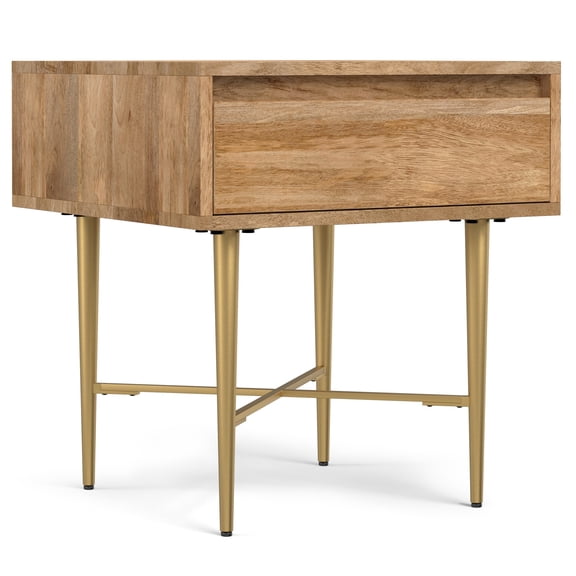 Simpli Home Fallon SOLID MANGO WOOD 20 inch Wide Square Contemporary End Table with Drawer in Natural