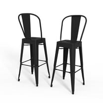Simpli Home Fletcher 30" Metal Bar Stool (Set of 2) in Black