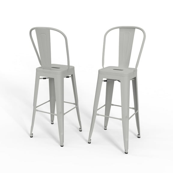 Simpli Home Fletcher Industrial Metal 30 inch Metal Bar Stool (Set of 2) in White