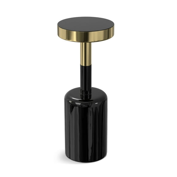 Simpli Home Frannie 10 inch Wide Metal Side Table in Gold / Black