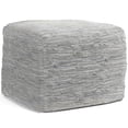 thumbnail image 1 of Simpli Home Fredrik Boho Square Pouf in Cream Woven Genuine Leather, 1 of 4