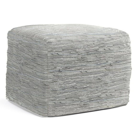 Fredrik Boho Square Pouf in Cream Woven Genuine Leather