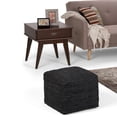 thumbnail image 1 of Simpli Home Fredrik 18 inch Wide Boho Square Pouf in Black Woven Genuine Leather, 1 of 3