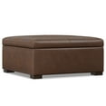 thumbnail image 1 of Gabbie 36 inch Wide Square Coffee Table Storage Ottoman in Distressed Chestnut Brown Vegan Leather, 1 of 9