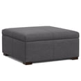 thumbnail image 1 of Gabbie 36 inch Wide Square Coffee Table Storage Ottoman in Slate Grey Polyester Linen, 1 of 11
