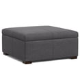 thumbnail image 1 of Gabbie 36 inch Wide Square Coffee Table Storage Ottoman in Slate Grey Polyester Linen, 1 of 11