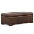 thumbnail image 1 of Gabbie 48 inch Wide Rectangular Storage Ottoman in Distressed Chestnut Brown Vegan Leather, 1 of 14