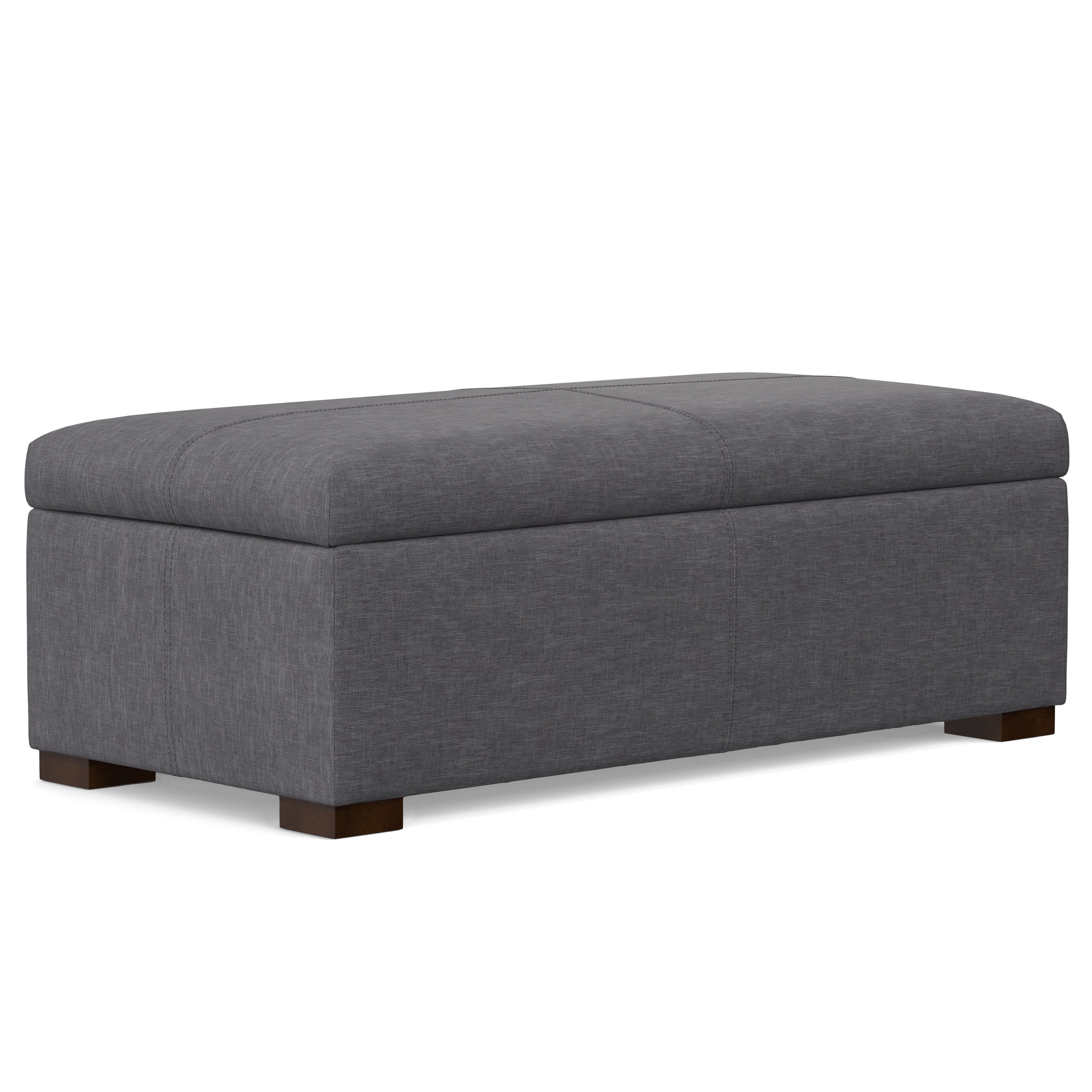 Gabbie Slate Grey Polyester Linen Storage Ottoman