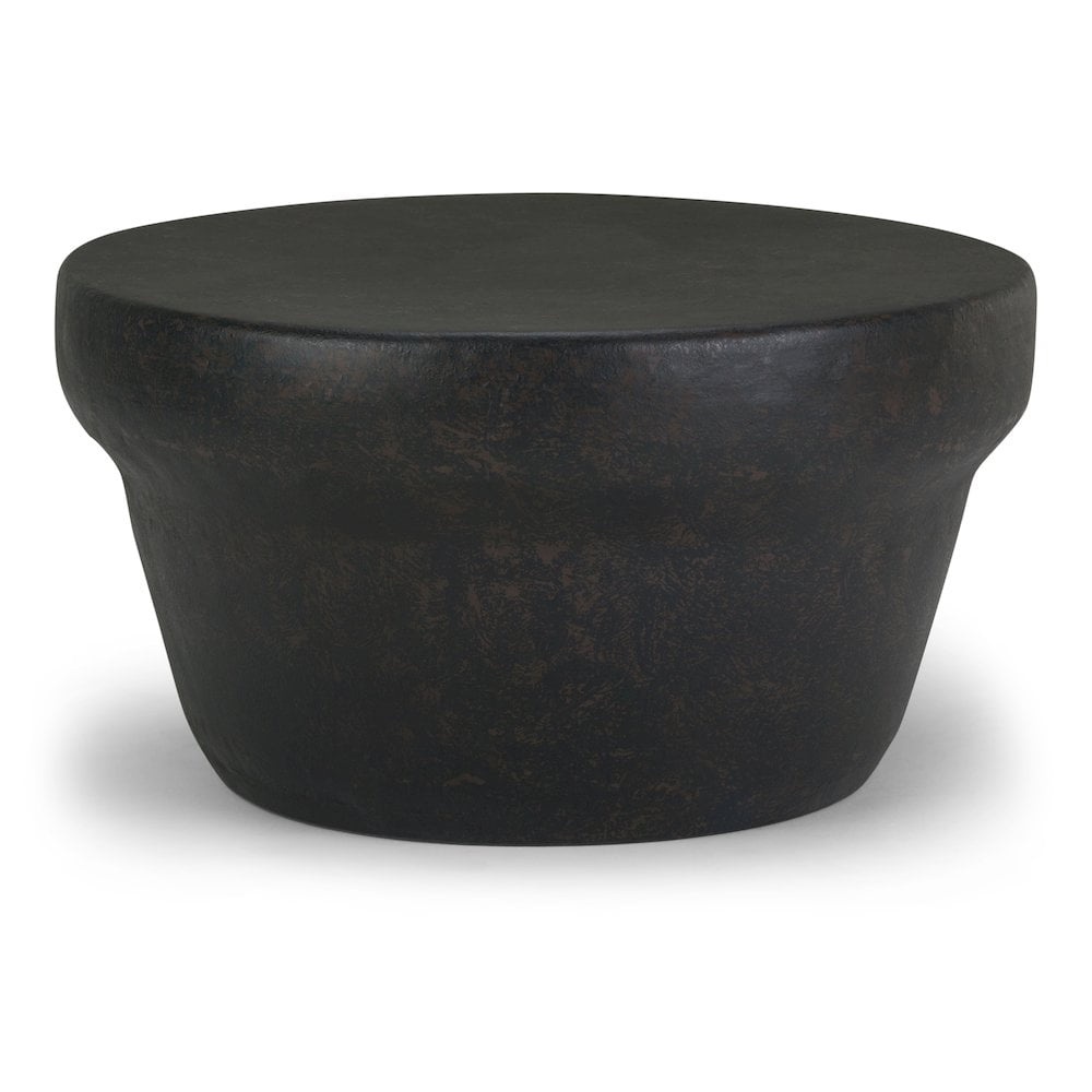 Rustic Bronze 33" Round Iron Coffee Table with Antique Finish & Storage