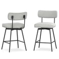 thumbnail image 1 of Simpli Home Giselle Contemporary Modern Swivel Counter Height Stool (Set of 2) in Light Grey Polyester Linen, 1 of 14
