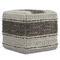 thumbnail image 1 of Simpli Home Grady 18 inch Wide Contemporary Square Pouf in Earth Tone Brown Handloom Wool and Cotton, 1 of 4
