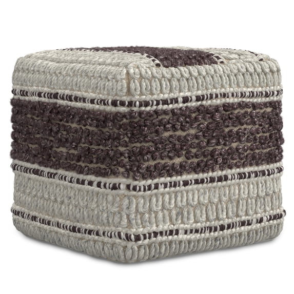 Simpli Home Simpli Home Grady Contemporary Square Pouf in Magenta and Natural Handloom Woven