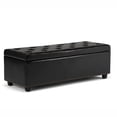 thumbnail image 1 of Hamilton 48 inch Wide Transitional Rectangle Storage Ottoman in Midnight Black Vegan Faux Leather, Assembled, 1 of 7