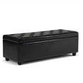 thumbnail image 1 of Hamilton 48 inch Wide Transitional Rectangle Storage Ottoman in Midnight Black Vegan Faux Leather, Assembled, 1 of 7