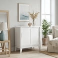 thumbnail image 1 of Simpli Home Harper 30 inch Wide Solid Hardwood Mid-Century Modern Low Storage Cabinet in White, 1 of 9