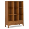 thumbnail image 1 of Simpli Home Harper SOLID HARDWOOD 58 inch x 42 inch Mid Century Modern Cube Storage Bookcase with Drawers in Teak Brown, 1 of 11