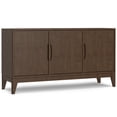 thumbnail image 1 of Simpli Home Harper 60 inch Wide Solid Wood Mid Century Modern 3 Door Sideboard Buffet in Walnut Brown, 1 of 15