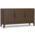 thumbnail image 1 of Simpli Home Harper 60 inch Wide Solid Wood Mid Century Modern 3 Door Sideboard Buffet in Walnut Brown, 1 of 15
