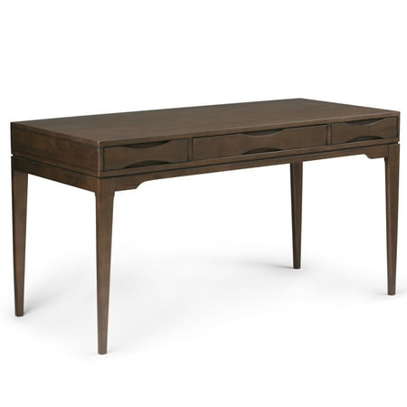 Simpli Home - Harper Rectangular Mid-Century Modern Solid Rubberwood 2-Drawer Table - Walnut Brown