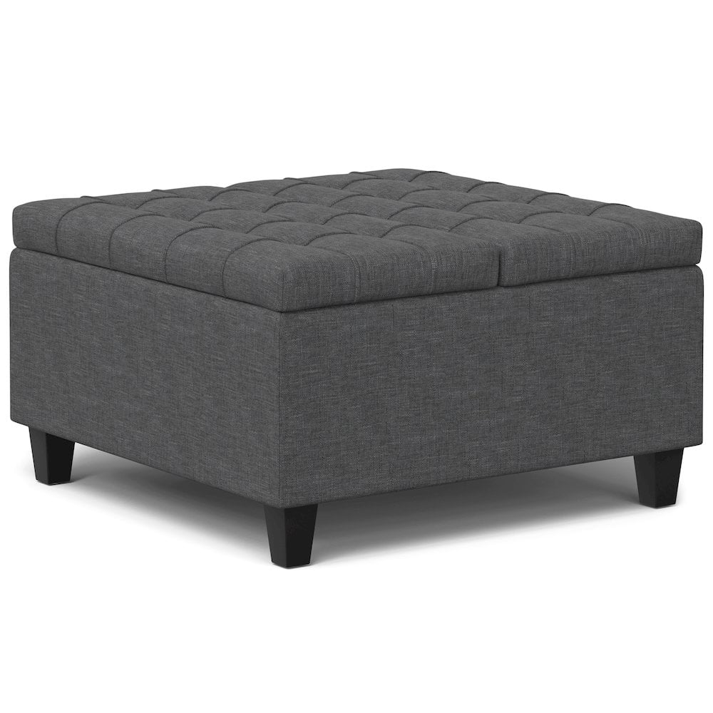 Slate Grey 30" Tufted Cocktail Storage Ottoman