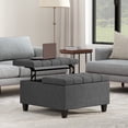thumbnail image 1 of Harrison 30 inch Wide Transitional Small Square Coffee Table Storage Ottoman in Slate Grey Linen Look Fabric, 1 of 12