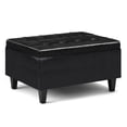 thumbnail image 1 of Simpli Home Harrison 34" Transitional Rectangle Coffee Table Ottoman in Black Faux Leather, 1 of 8