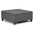 thumbnail image 1 of Harrison 36 inch Wide Transitional Coffee Table Storage Ottoman in Slate Grey Linen Look Fabric, 1 of 10