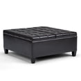 thumbnail image 1 of Harrison 36 inch Wide Transitional Coffee Table Storage Ottoman in Tanners Brown Vegan Leather, 1 of 9