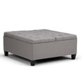 thumbnail image 1 of Harrison 36 inch Wide Transitional Coffee Table Storage Ottoman in Dove Grey Linen Look Fabric, 1 of 8