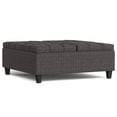 thumbnail image 1 of Simpli Home Harrison 40 inch Wide Transitional Square Large Coffee Table Storage Ottoman in Ebony Polyester Tweed, 1 of 3