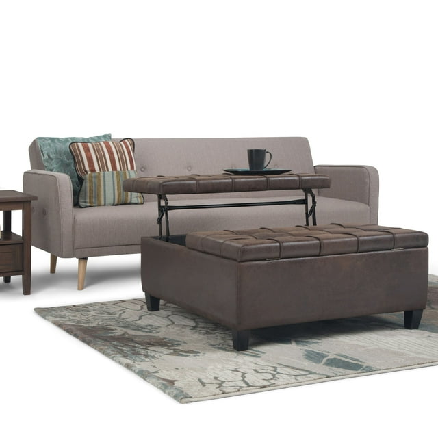Simpli Home Harrison Coffee Table Storage Ottoman