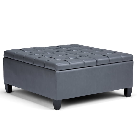 Simpli Home Harrison 36W Square Split Lift Top Storage Ottoman