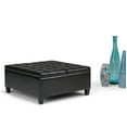 thumbnail image 1 of Simpli Home Harrison 36" Transitional Square Coffee Table Ottoman in Black Faux Leather, 1 of 5