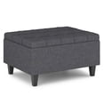 thumbnail image 1 of Harrison 34 inch Wide Transitional Small Coffee Table Storage Ottoman in Slate Grey Linen Look Fabric, 1 of 8