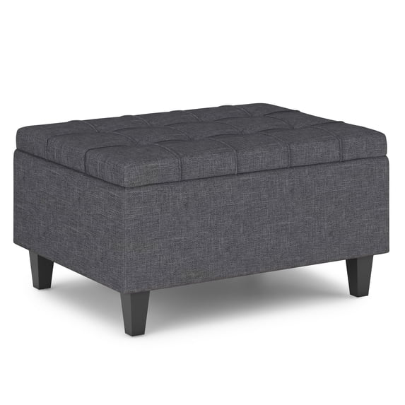 Simpli Home Harrison 34W Small Rectangular Storage Ottoman