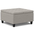 thumbnail image 1 of Harrison 30 inch Wide Transitional Small Square Coffee Table Storage Ottoman in Cloud Grey Linen Look Fabric, 1 of 11