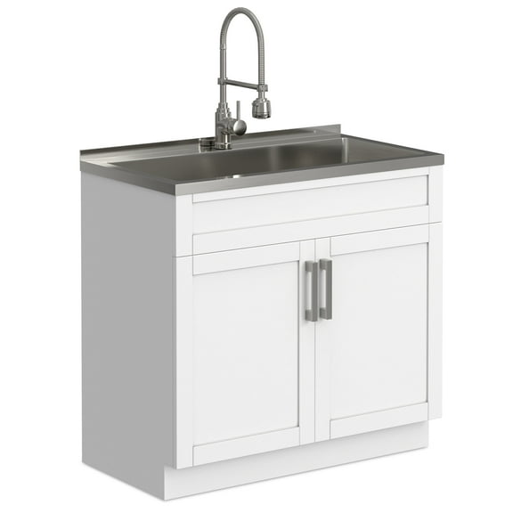 Simpli Home Hennessy All-In-One 36-inch Laundry Utility Sink and Cabinet