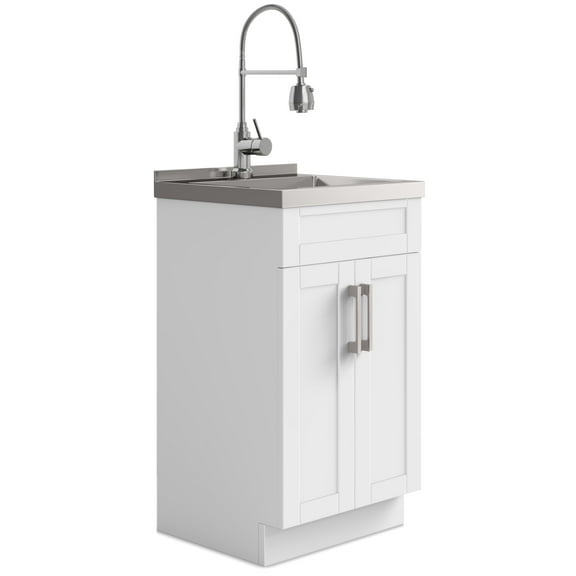 Simpli Home Hennessy All-in-One 20-inch Utility Sink & Cabinet