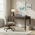 thumbnail image 1 of Simpli Home Hollander 60 inch Wide Solid Wood Writing Desk, Dark Brown Walnut, 1 of 6