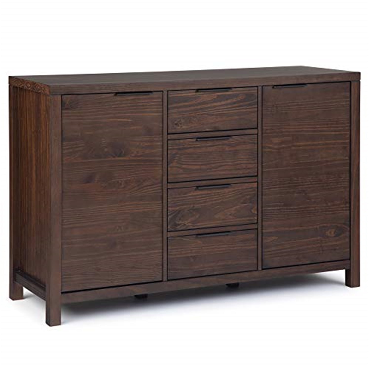 Simpli Home Artisan Wood 54 Transitional Sideboard Buffet Credenza in Dark  Chestnut Brown