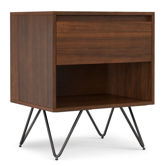Simpli Home Hunter 20 inch Wide Industrial Modern Nightstand in Walnut