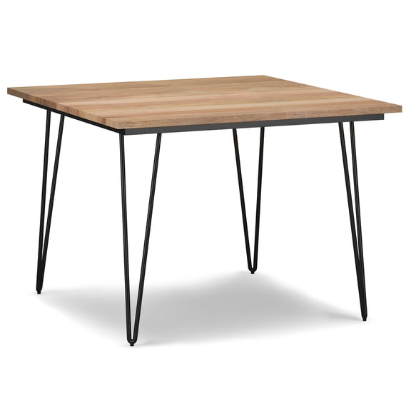 Simpli Home Hunter SOLID MANGO WOOD and Metal 42 inch x 42 inch Square Industrial Dining Table in Natural