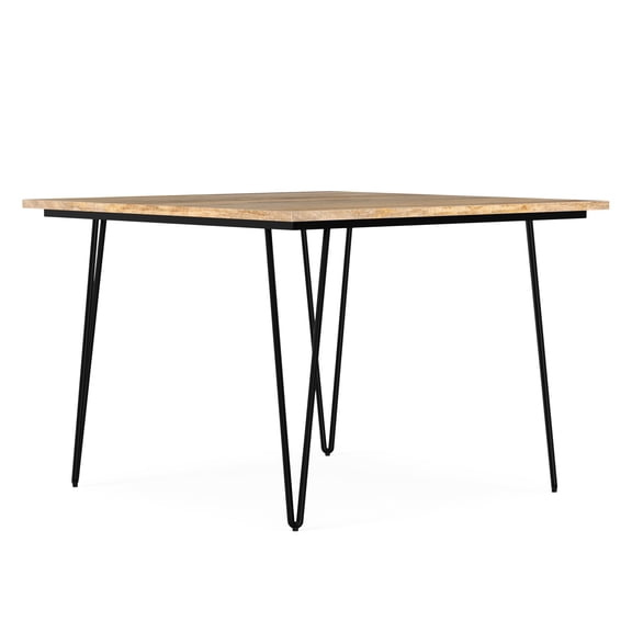 Simpli Home Hunter SOLID MANGO WOOD and Metal 42 inch x 42 inch Square Industrial Dining Table in Natural