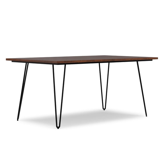 Simpli Home Hunter SOLID MANGO WOOD and Metal 66 inch x 40 inch Rectangle Industrial Dining Table in Umber Brown