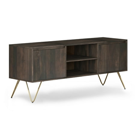 Simpli Home - Hunter SOLID MANGO WOOD 60 inch Wide Industrial TV Media Stand in Ebony For TVs up to 65 inches - Ebony