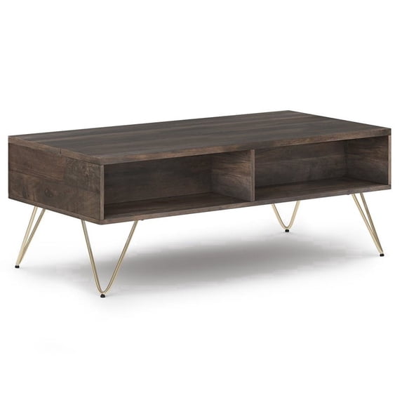 Simpli Home Hunter Solid Mango Wood Lift Top Coffee Table In Ebony