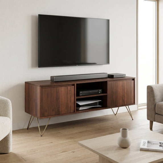 Simpli Home Simpli Home Hunter 60 inch Wide Solid Mango Wood TV Stand in Urban Brown For TVs up to 65 inches
