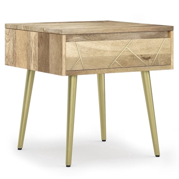Simpli Home Jager Contemporay - Mid Century 22 inch Wide Metal Side Table in Natural